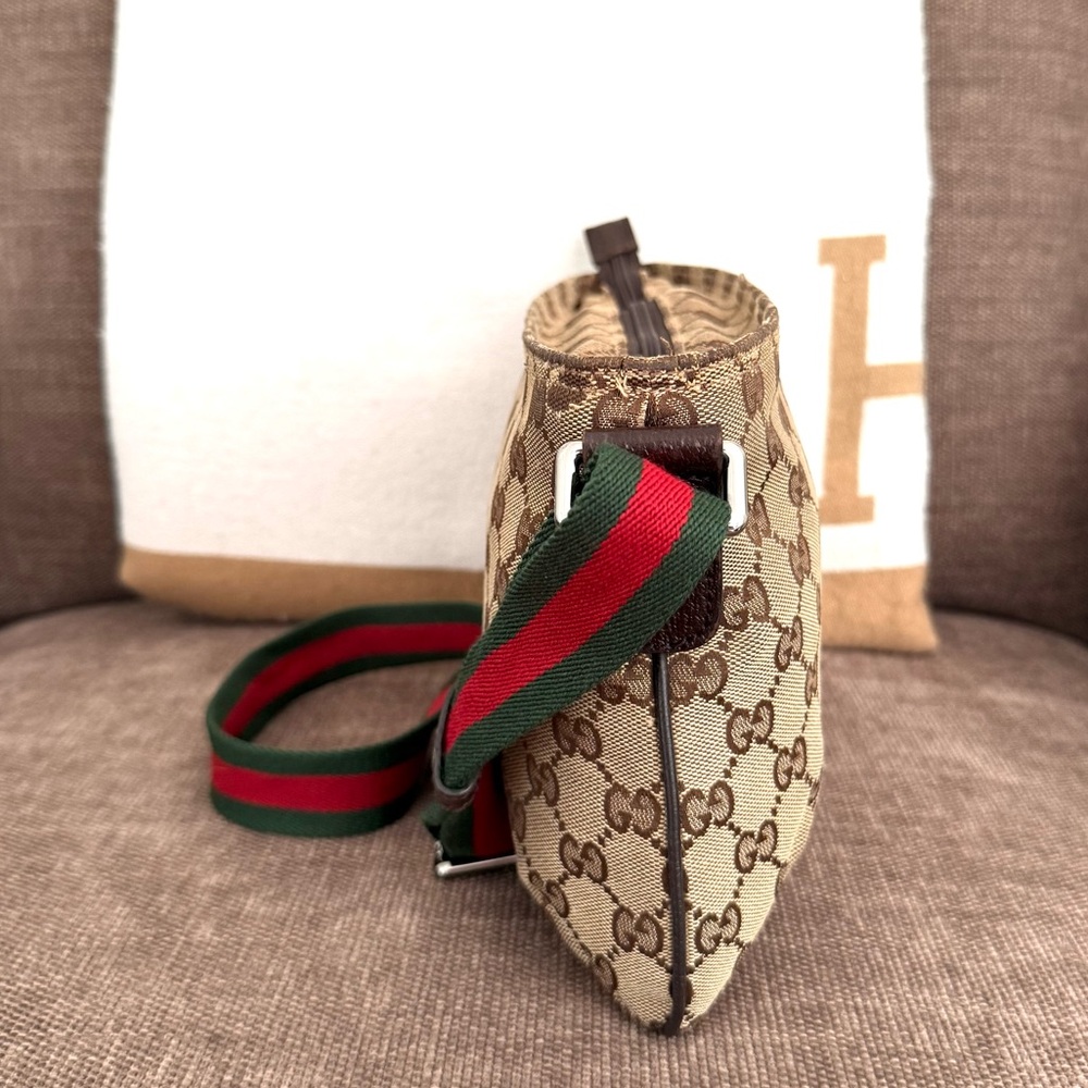 Gucci authentic brown monogram canvas crossbody bag ribbon strap small - Picture 8 of 16